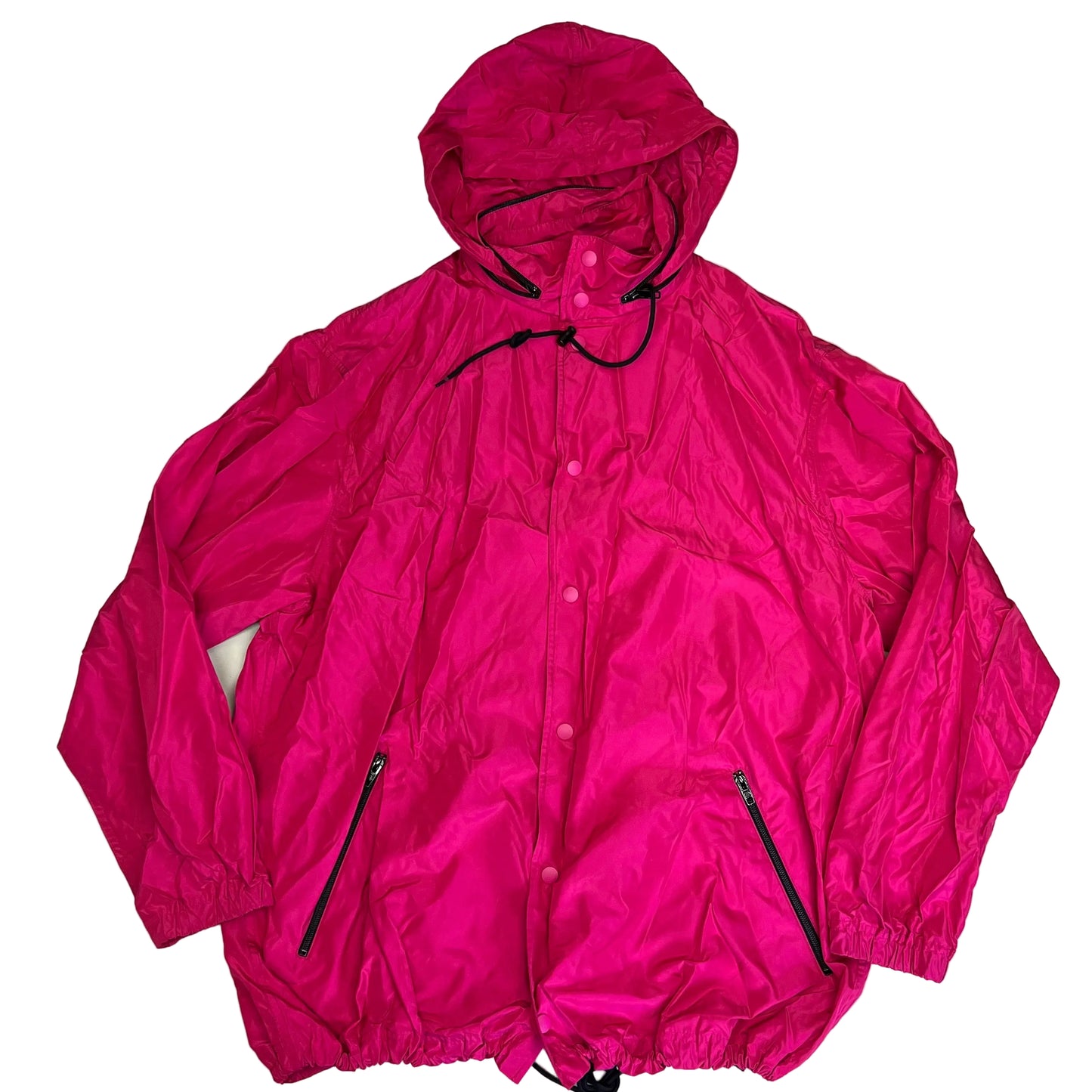 BALENCIAGA Oversized Logo Raincoat Made In Italy Women's Size 38 Magenta