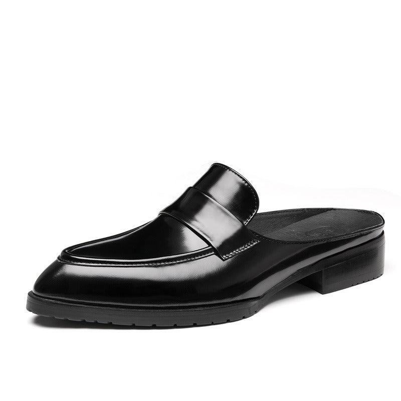 Men's Baotou Genuine Leather Half Slippers, Versatile Breathable, Men's Shoes