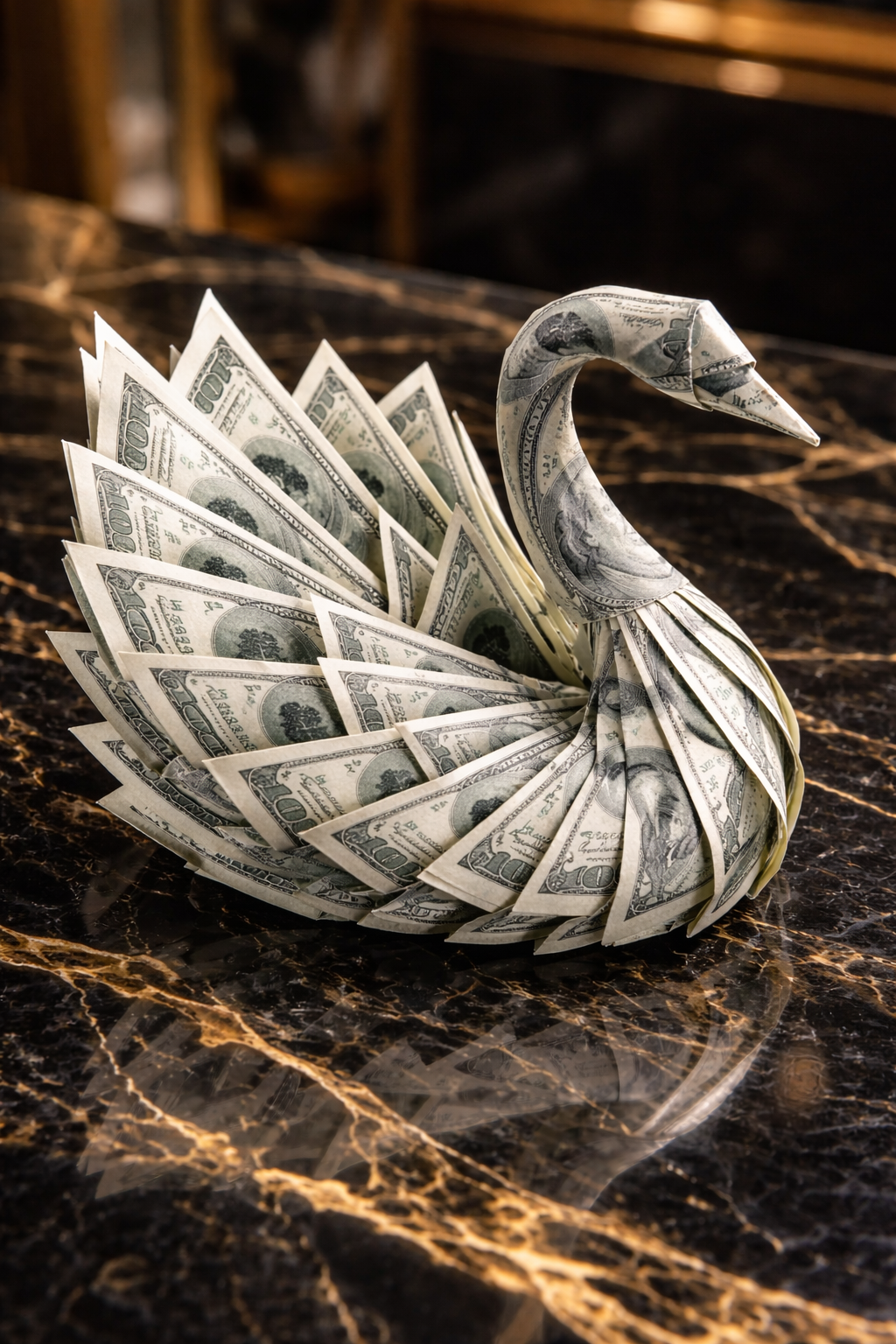 LUXEBYMIMI – Luxury Money Rose Swan Service (830-Piece Grand Swan)