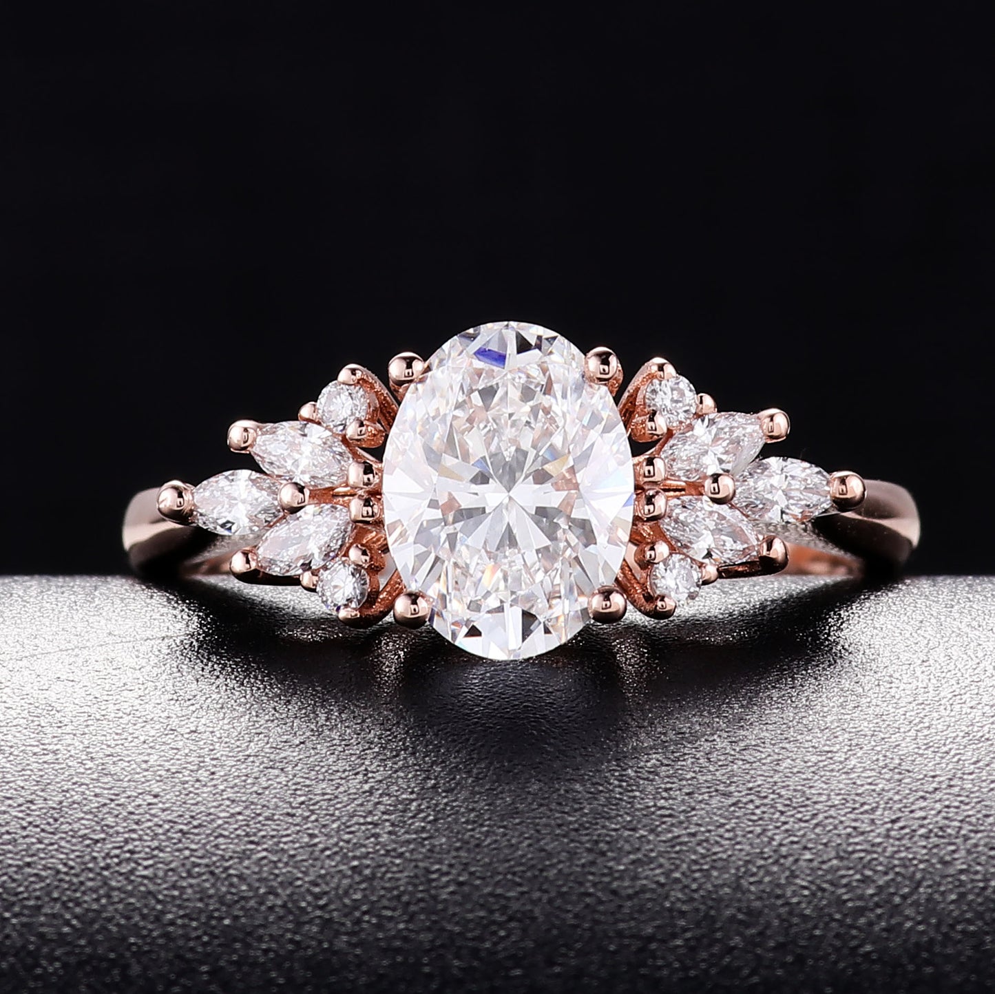 Gekweekte diamantring, elegante diamantverlowingsring, nie-aanslag 18K goud laboratoriumgekweekte diamantring