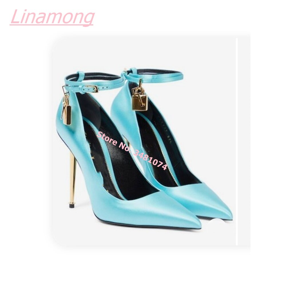 Summer New Women Pumps Metal Thin High Heel Luxury Shallow Pointed Toe Big Size Comfort Party Office Shoes