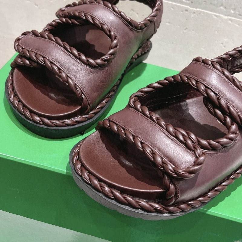 Velcro flat sandals women's thick soled versatile casual beach shoes