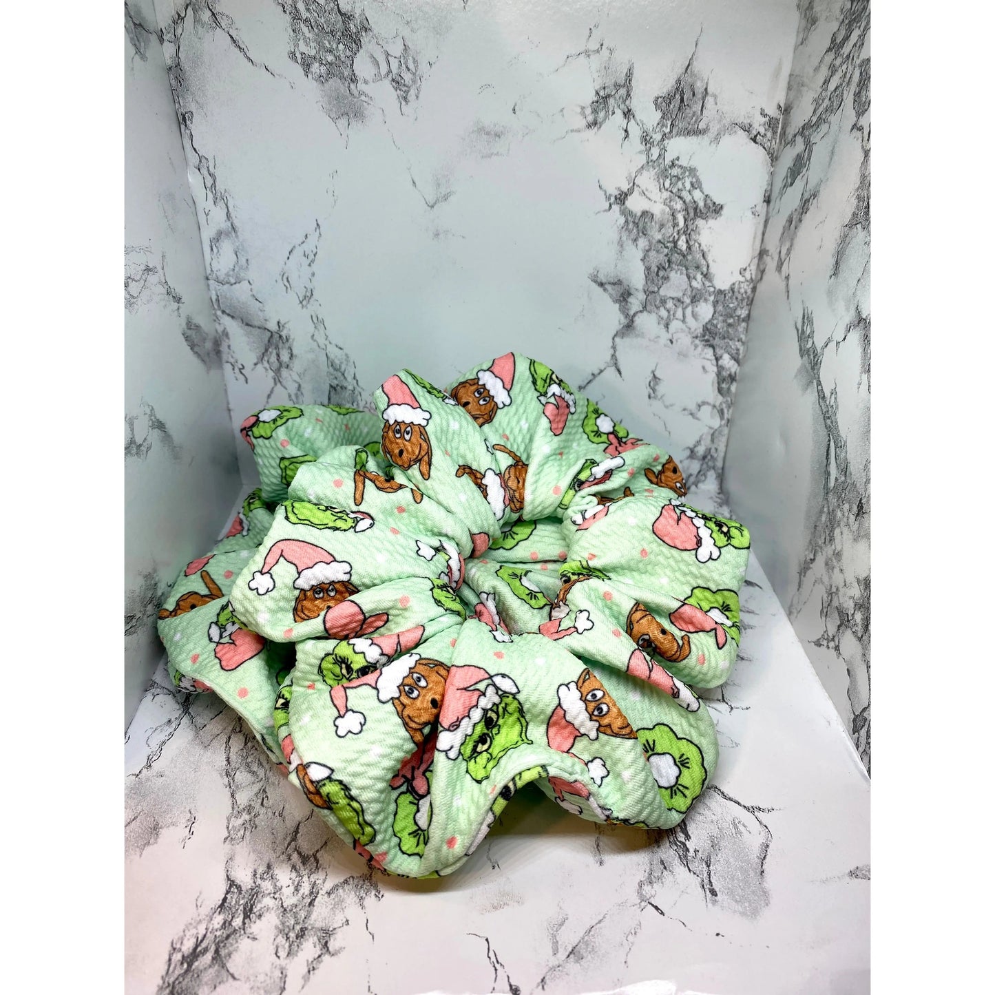 Green Grinch and Max Christmas Bullet Scrunchie