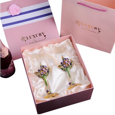 European Crystal Enamel Color Wine Champagne Goblet Creative High grade Wedding Gift Set