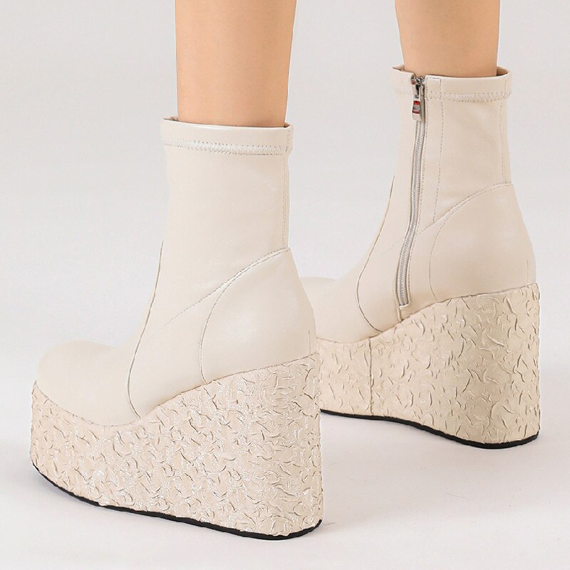 Newest Women Ankle Boots Autumn Winter Fashion Punk Style High Platforms Wedges Heels Shoes Party Night Club