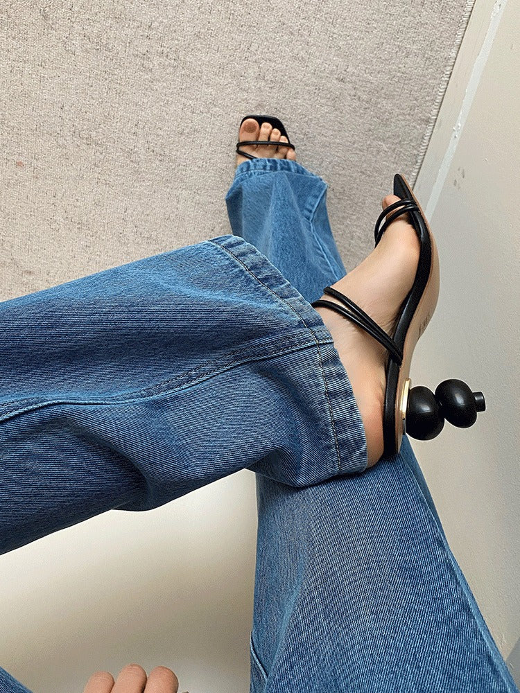 Women's Summer High Heel Open Toe Irregular Heel Slippers