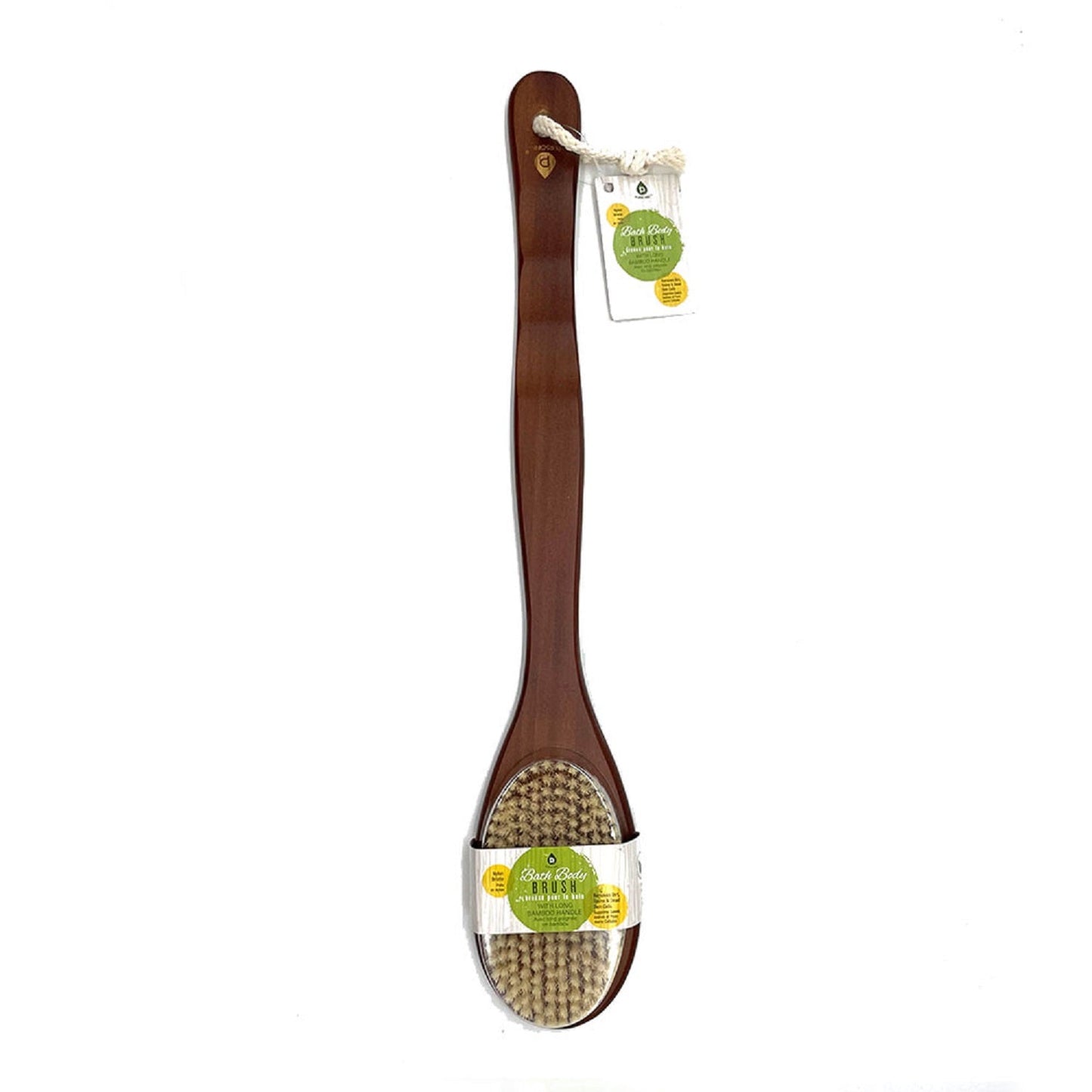 Bath Body Brush With Long Bamboo Handle-2