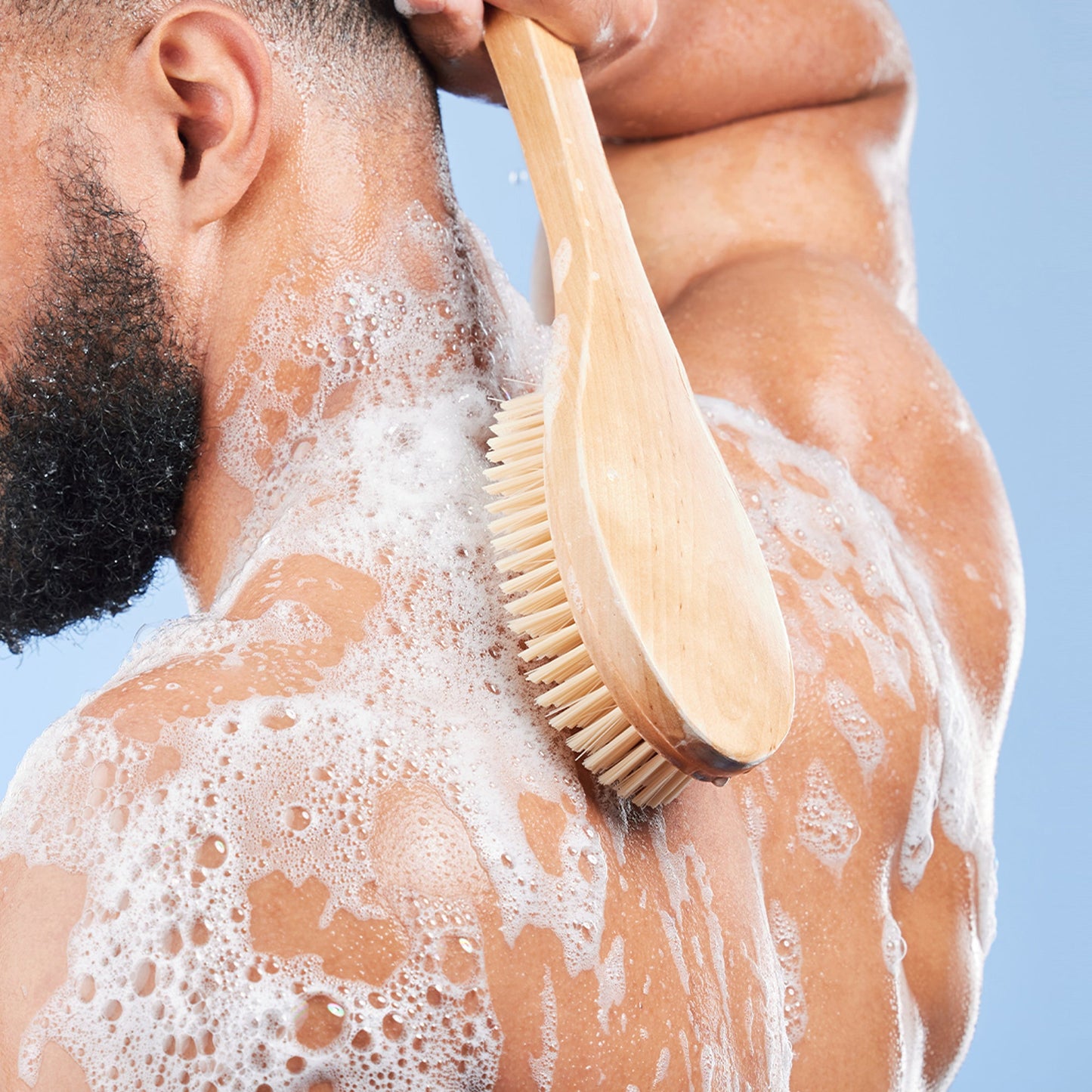 Pursonic Bath Body Brush With Long Bamboo Handle 4-Piece Family Pack (2 Natural Color and 2 Dark Wood)-2