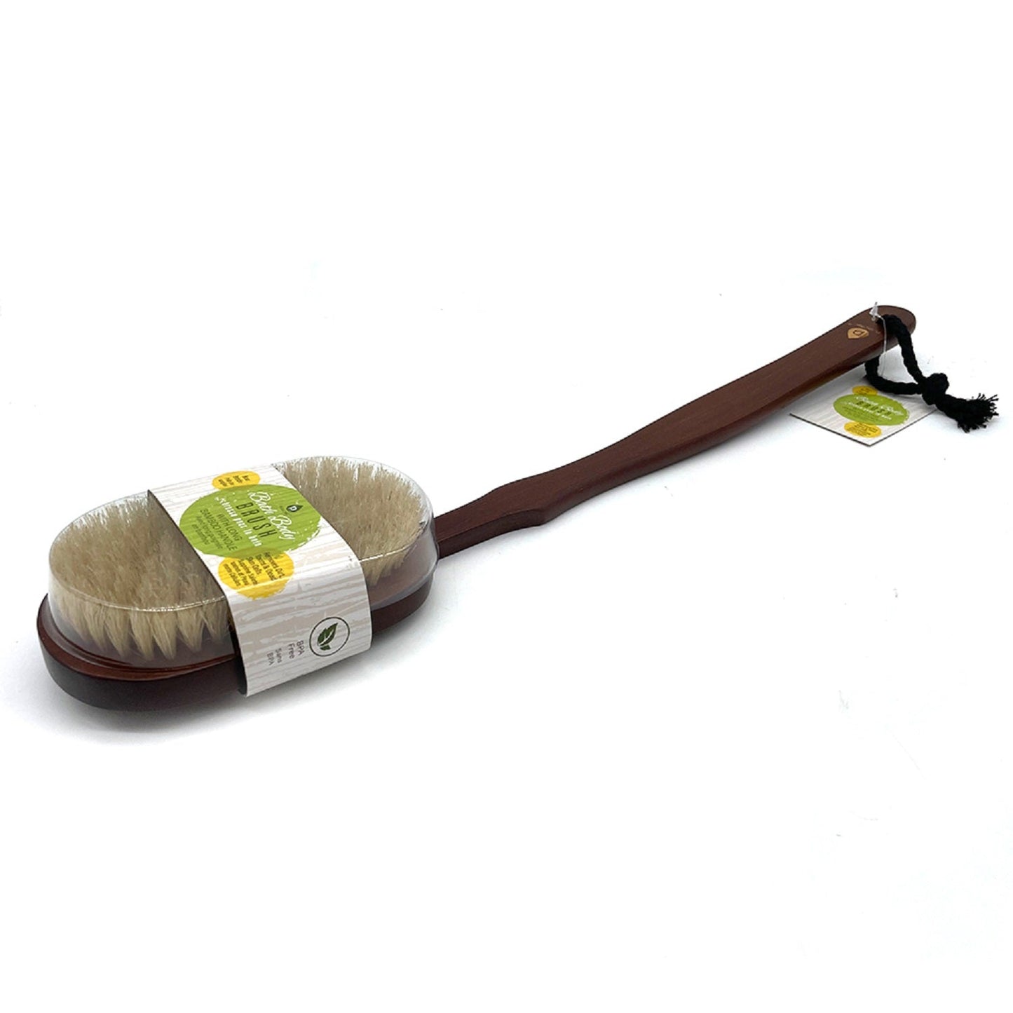 Bath Body Brush With Long Bamboo Handle-4