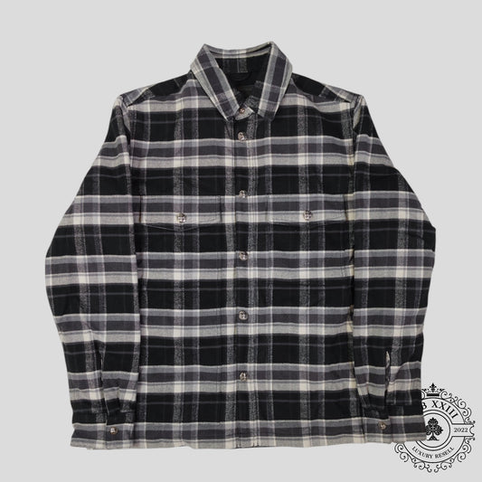 Chrome Hearts Padded Flannel Shirt in Black/White
