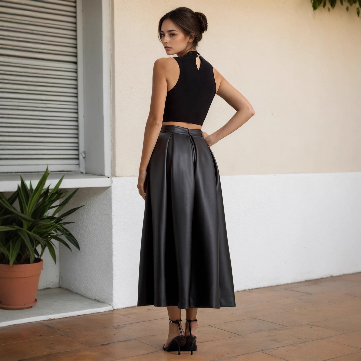 High waisted A-line skirt