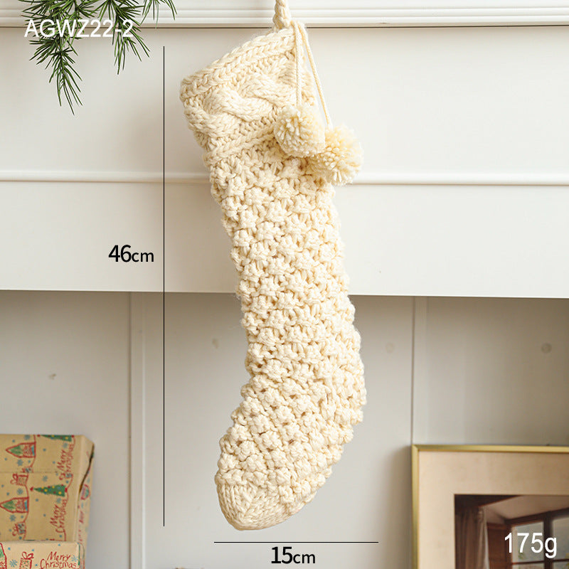 Christmas Stocking Thick Thread Candy Gift Bag Window Decoration Fireplace Pendant
