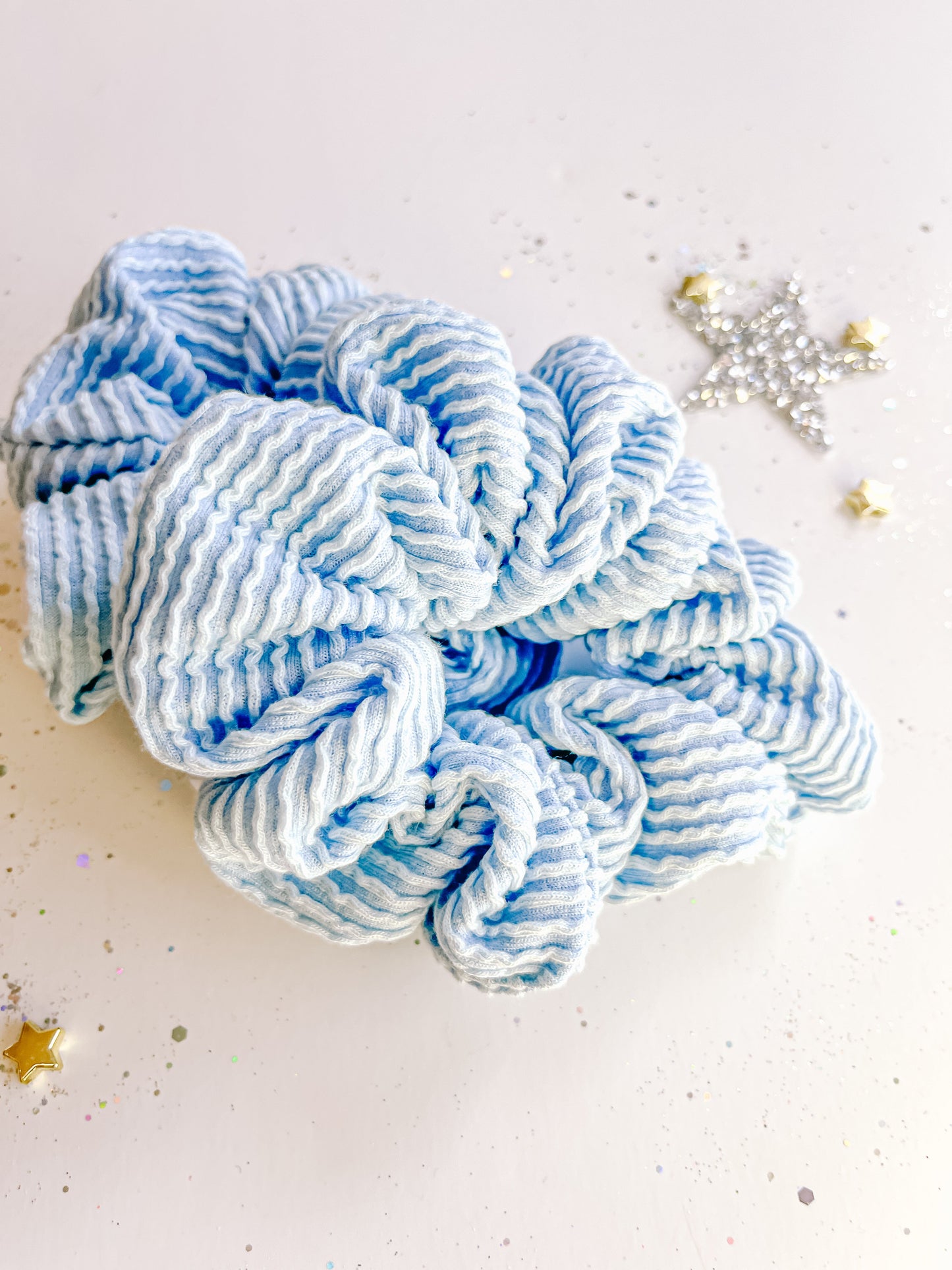 Baby Blue Ribbed Regular Scrunchy