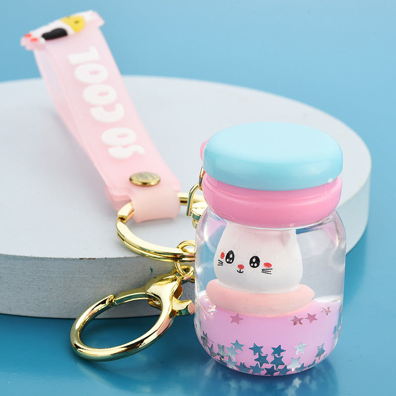 Floating Kitten Macaron Quicksand Key Chain Surfing Cat Drifting Bottle Pendant Into The Oil Pendant Clip Doll Machine