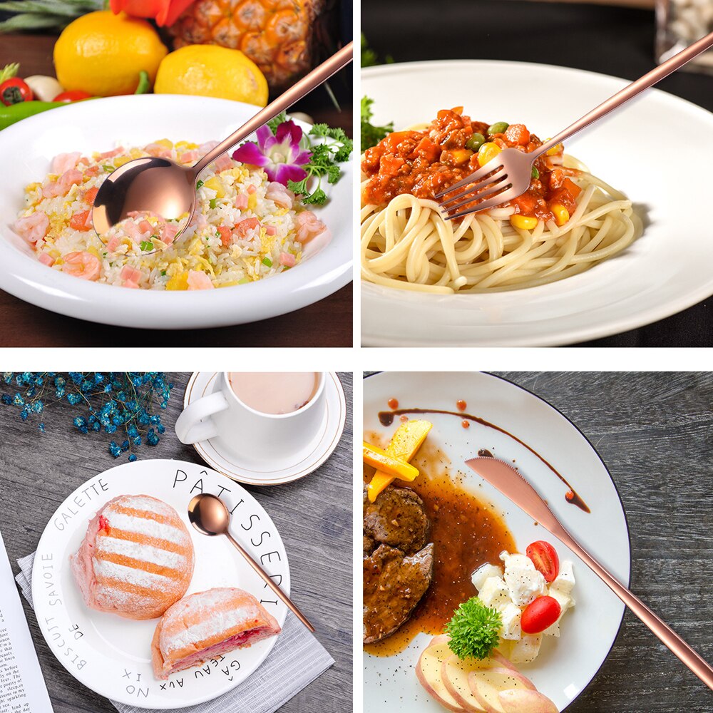 24pcs Dinnerware Set Stainless Steel Tableware Set Knife Fork Spoon Flatware Set Safe Cutlery Set Gift Box Restaurant Silver