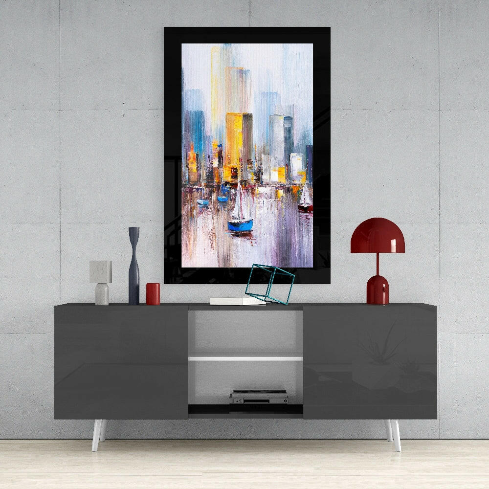Sailboats Glass Wall Art