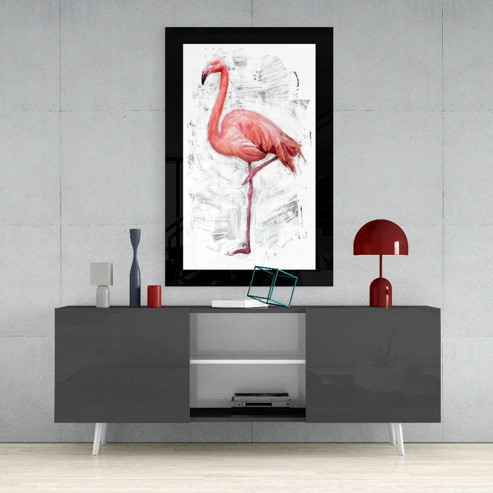 Lonely Flamingo Glass Wall Art-3