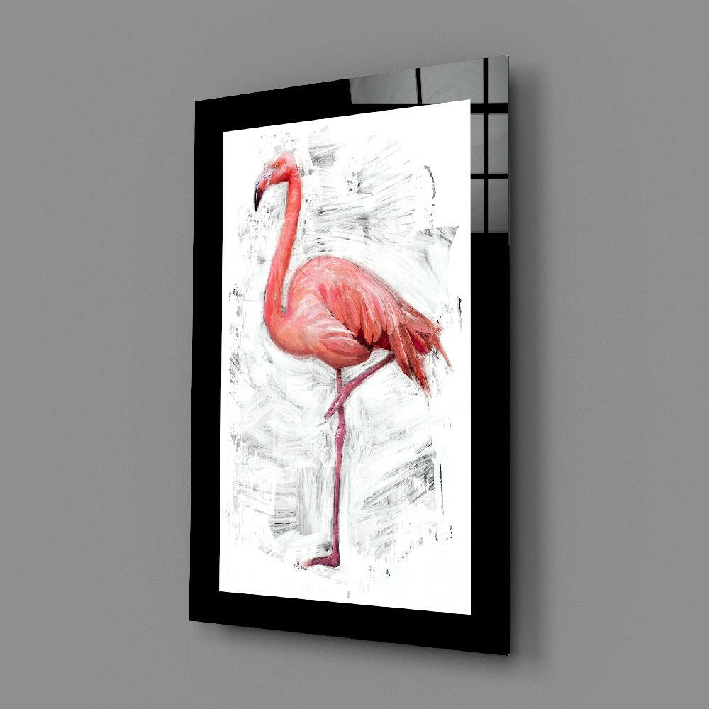 Lonely Flamingo Glass Wall Art-1