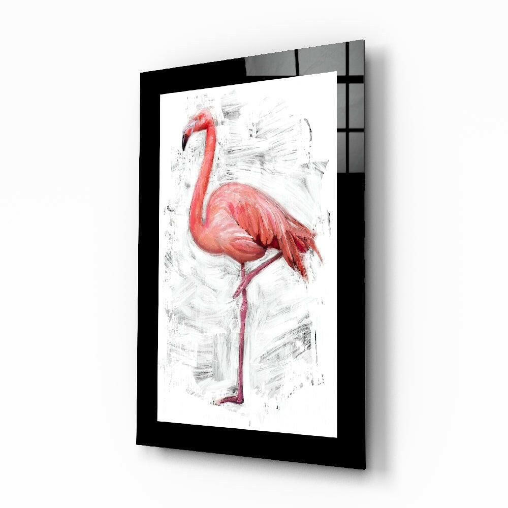 Lonely Flamingo Glass Wall Art-0