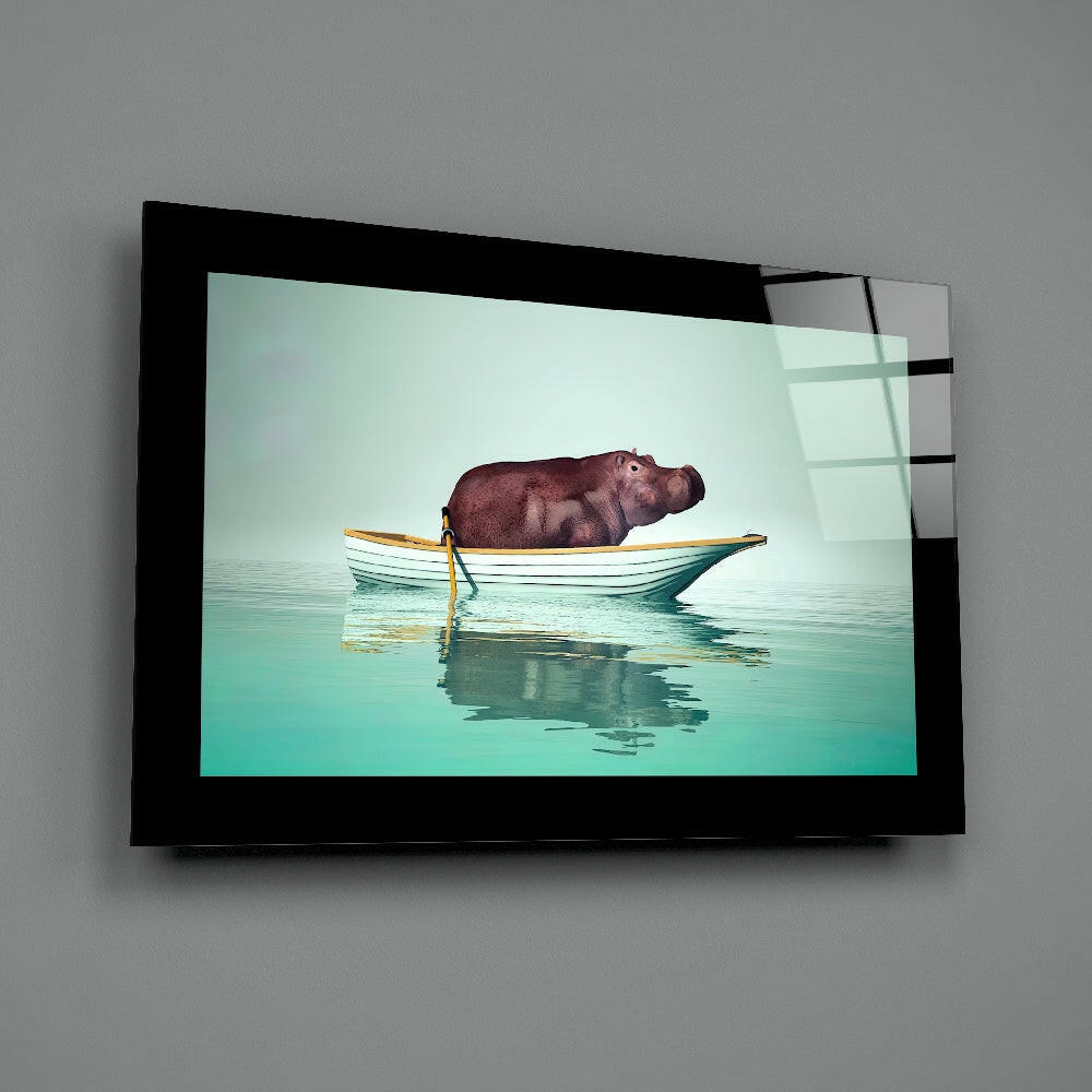 Hippo Glass Wall Art