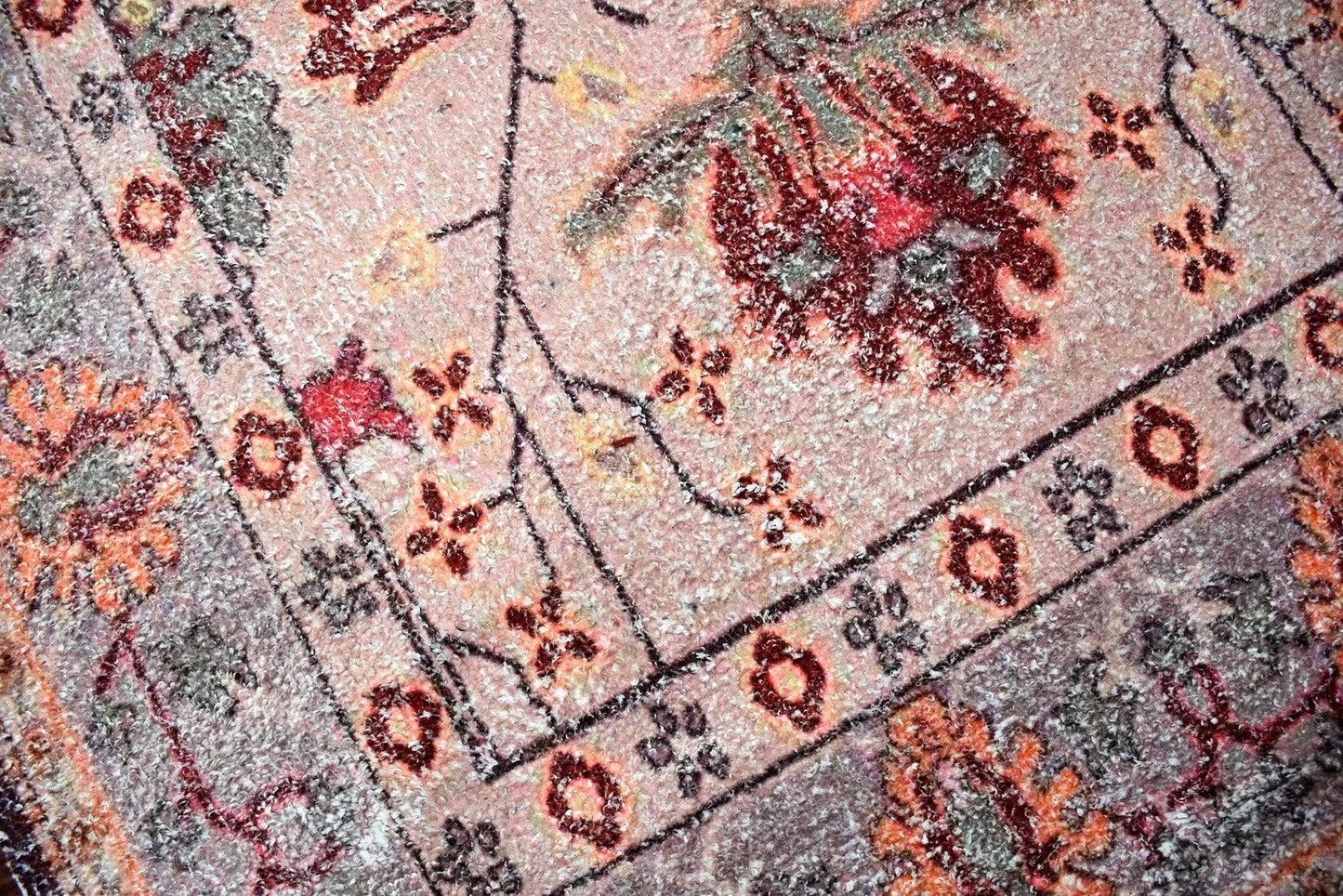 Multi Size Peach, Gray Handmade Hand-Woven Traditional Polyester Oriental Area Rug-2
