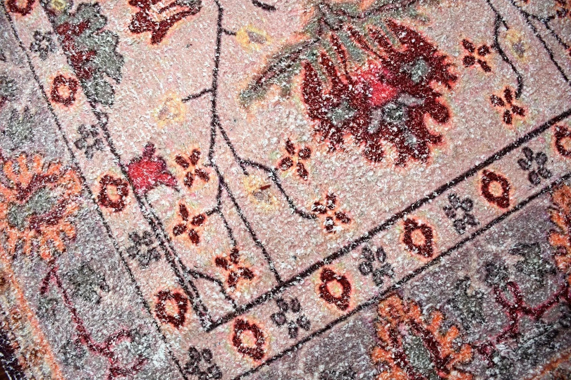 Multi Size Peach, Gray Handmade Hand-Woven Traditional Polyester Oriental Area Rug-2