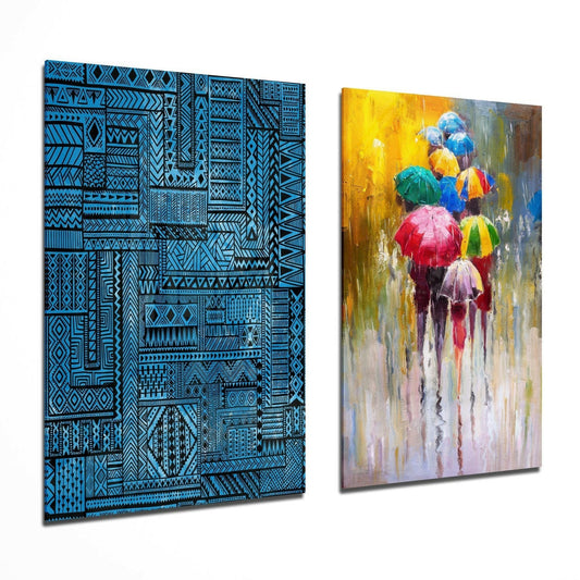 Umbrellas 2 Pieces Combine Glass Wall Art