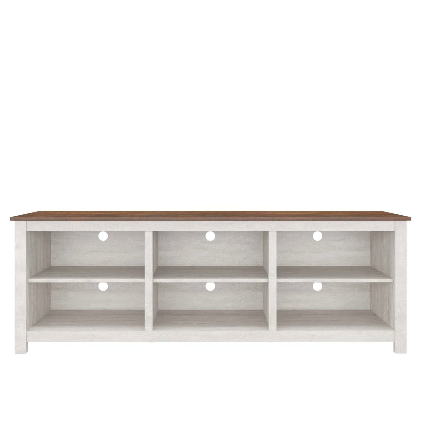 Farmhouse TV Stand in Grey Oak with Brown Wood Finish Top for TVs up to 70-inch-3