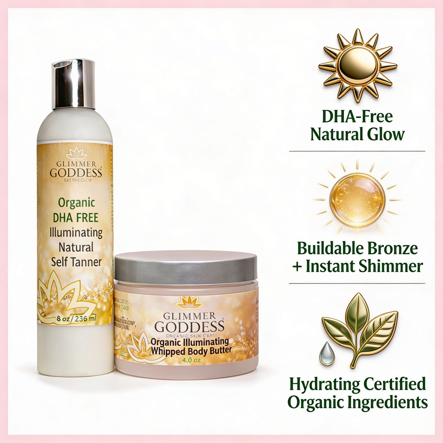 Organic DHA-Free Self Tanner + Bronzing Shimmer Bundle