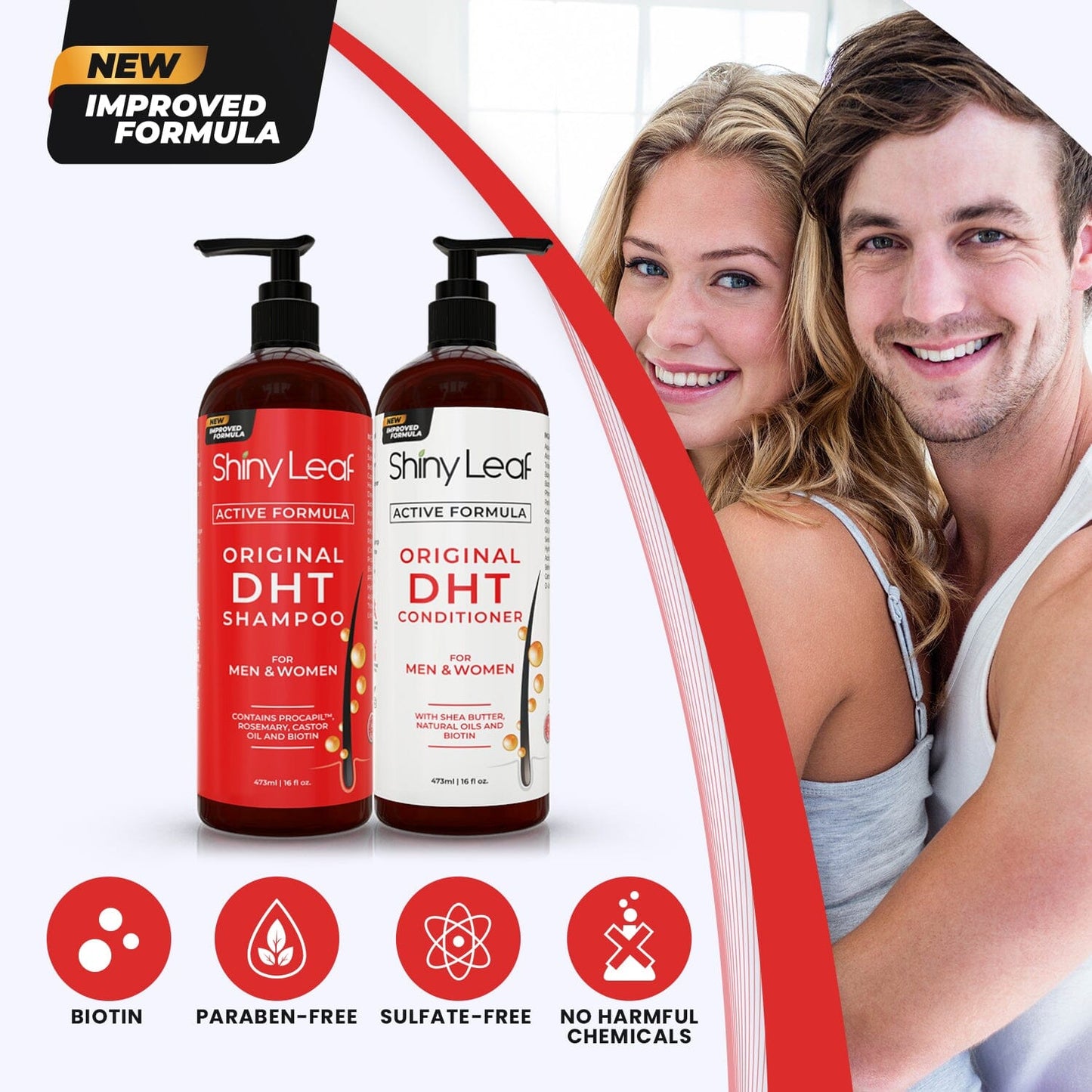 DHT Blocker Hair Loss Conditioner 16oz Active Formula with Biotin by Shiny Leaf