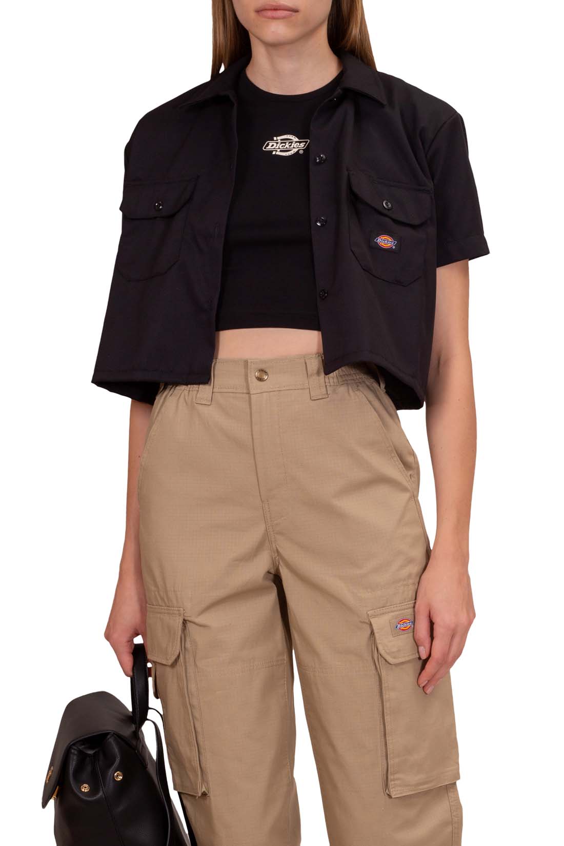DICKIES - Women's slim crop top with logo  - Size L-3