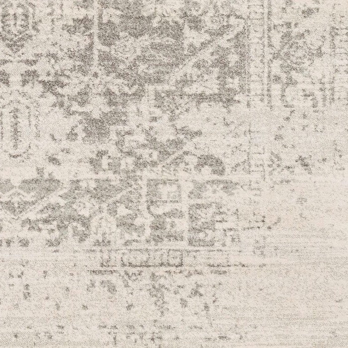 3' x 5' Distressed Oriental Area Rug in Light Grey / Beige-2