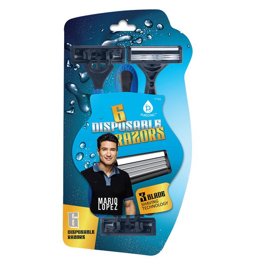 Mario Lopez 6 Disposable Razors - 3 Blade Shaving Surface Technology-0
