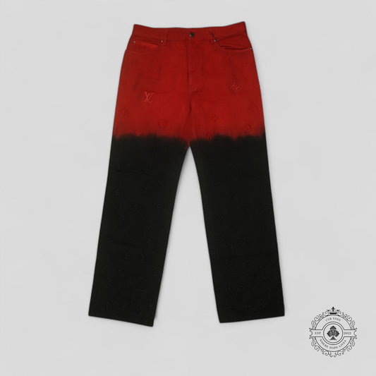 Louis Vuitton Monogram Jacquard Boreal Evening Denim Pants in Black/Red