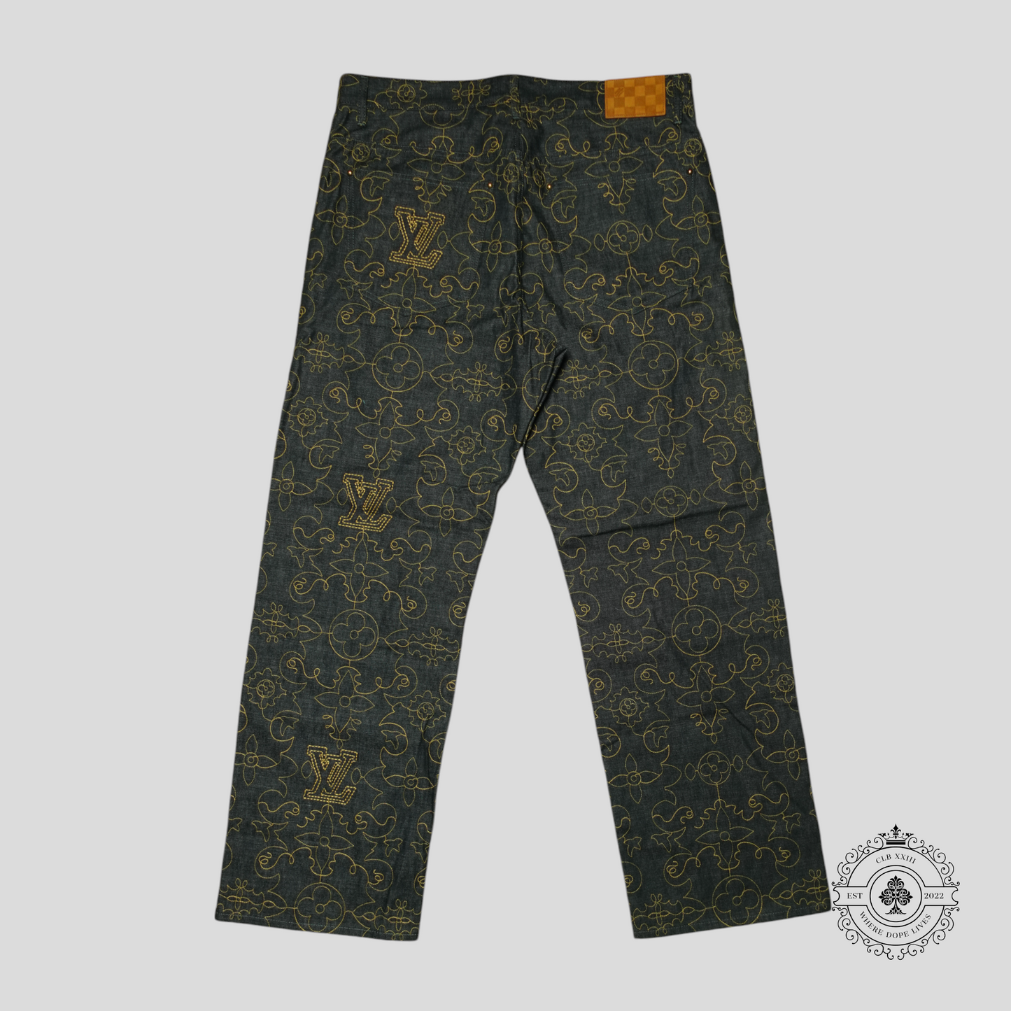 Louis Vuitton Arabesque Embroidered Denim Pants in Dark Wash
