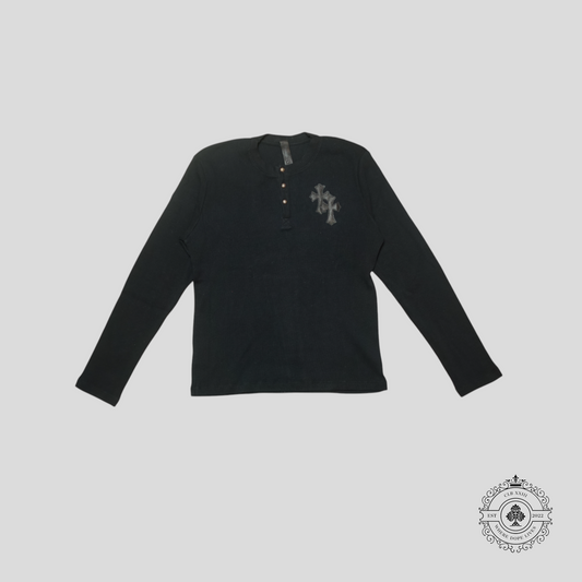 Chrome Hearts Leather Cross Patch Thermal Shirt in Black