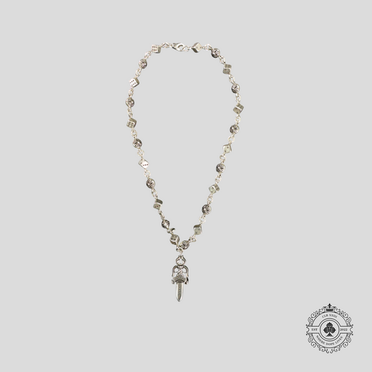 Chrome Hearts Dagger Pendant Dice Necklace in Silver