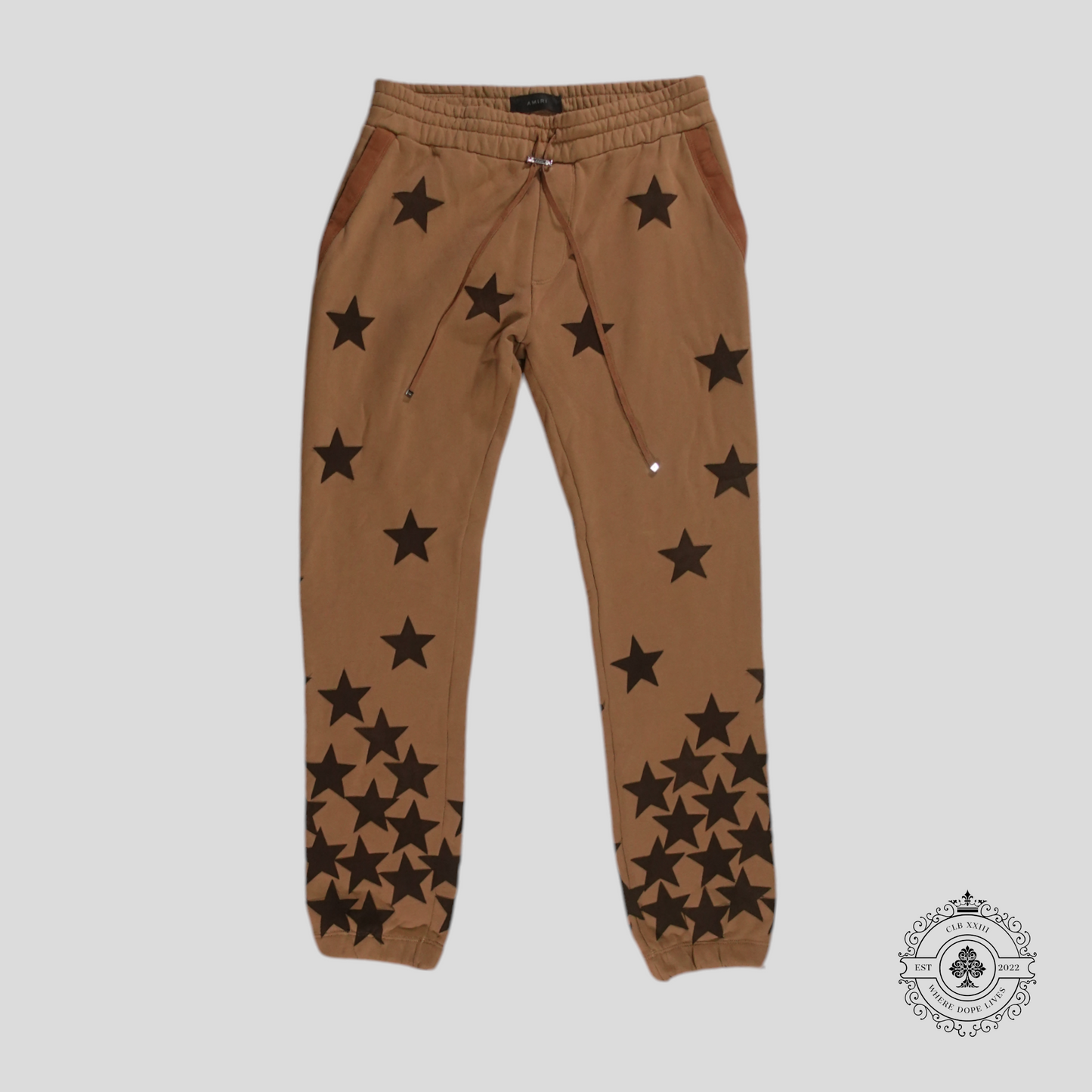 Amiri Chemist Ultra Suede Sweatpants in Tobacco