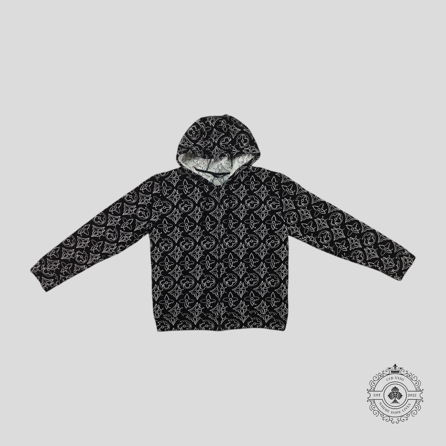 Louis Vuitton X NBA Strategic Flowers Quilted Zip Up Hoodie in Black
