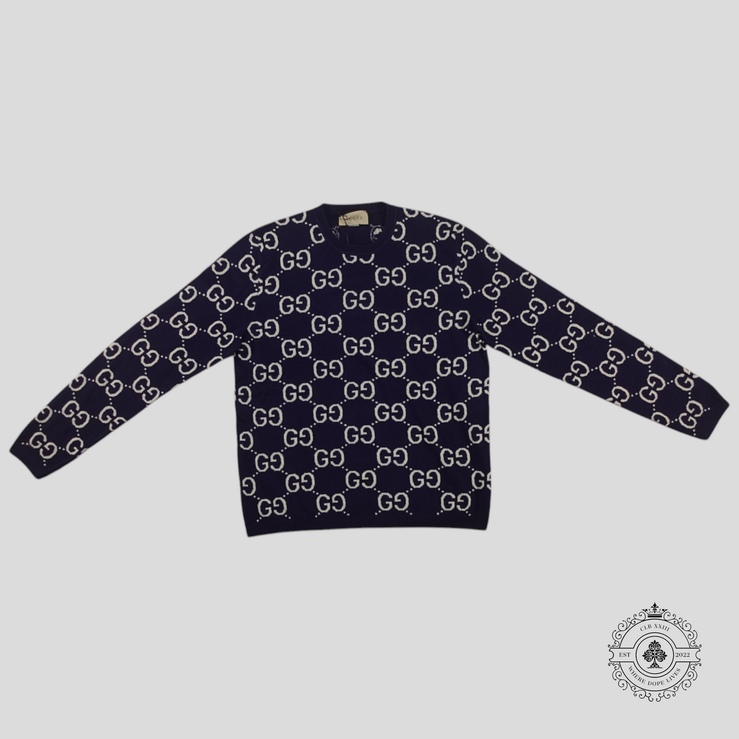 Gucci GG Jacquard Sweater in Navy Blue
