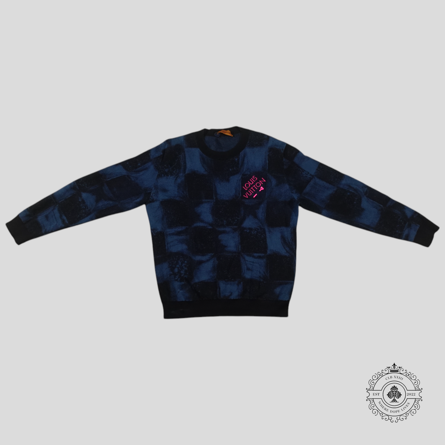 Louis Vuitton Damier Salt Sweater in Blue/Black