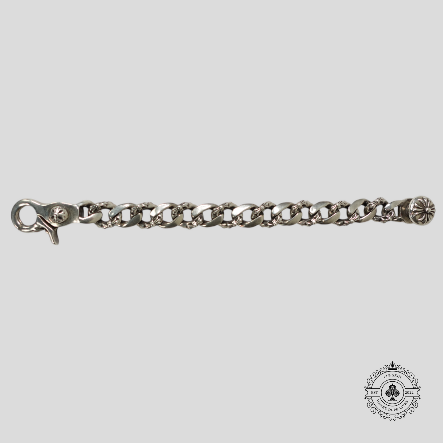 Chrome Hearts Cross Link Lobster Clasp Bracelet in Silver