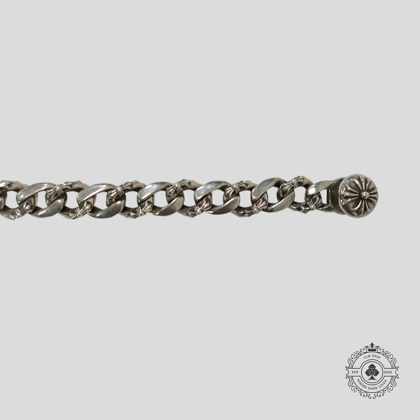 Chrome Hearts Cross Link Lobster Clasp Bracelet in Silver