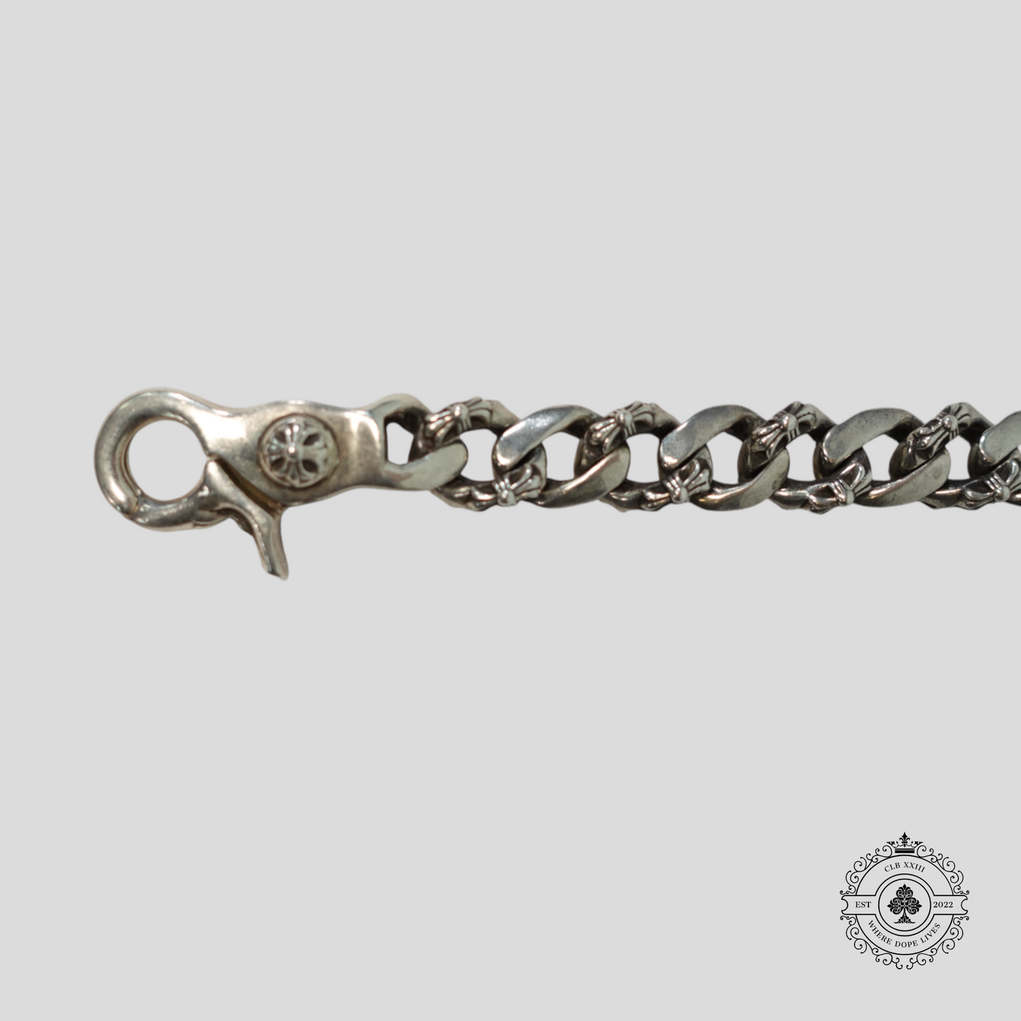 Chrome Hearts Cross Link Lobster Clasp Bracelet in Silver