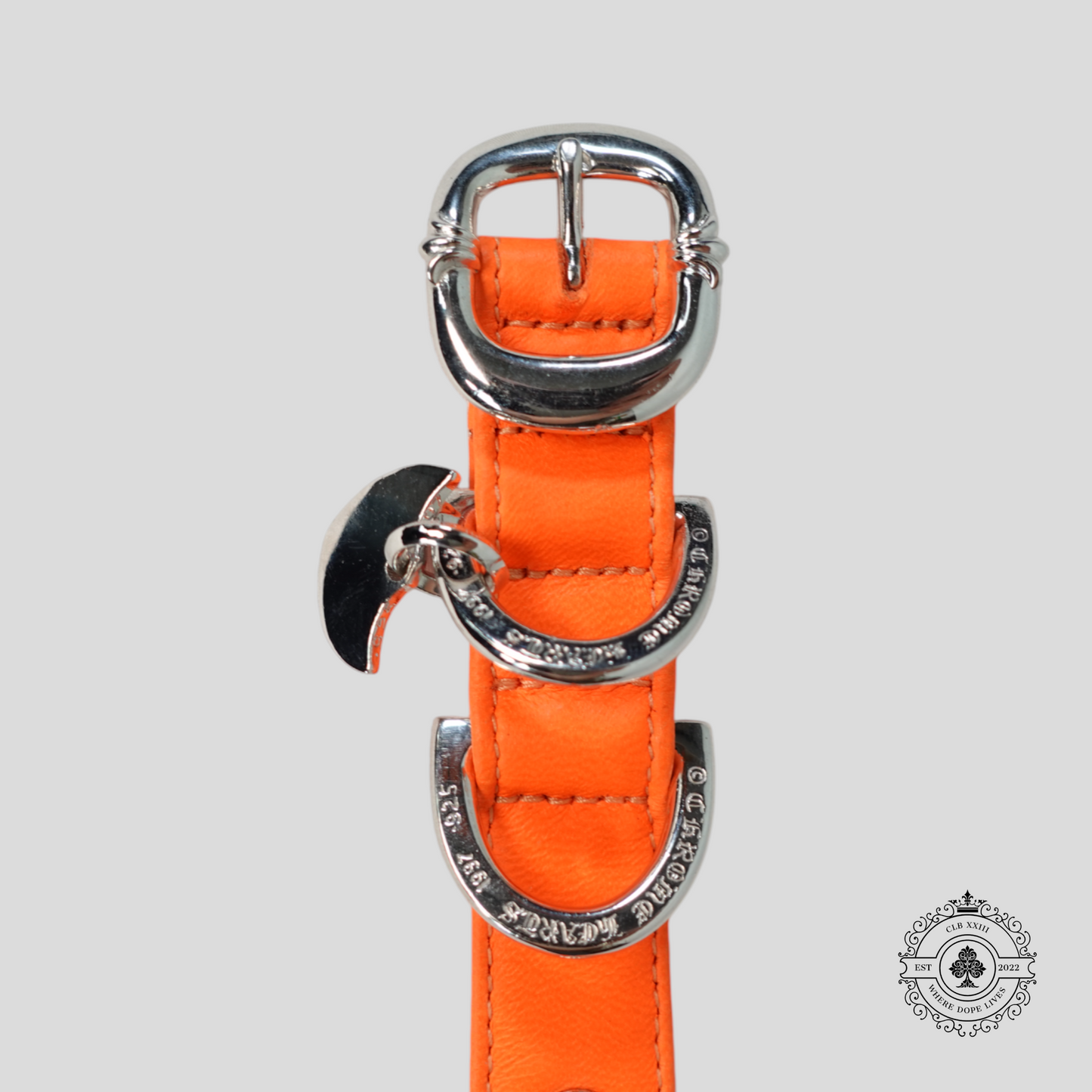 Chrome Hearts Leather Dog Collar in Orange