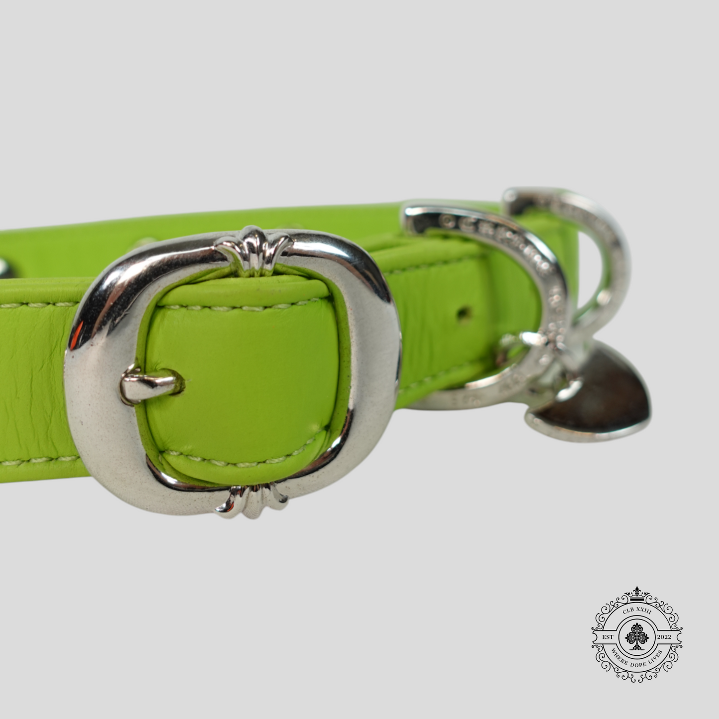 Chrome Hearts Leather Dog Collar in Green