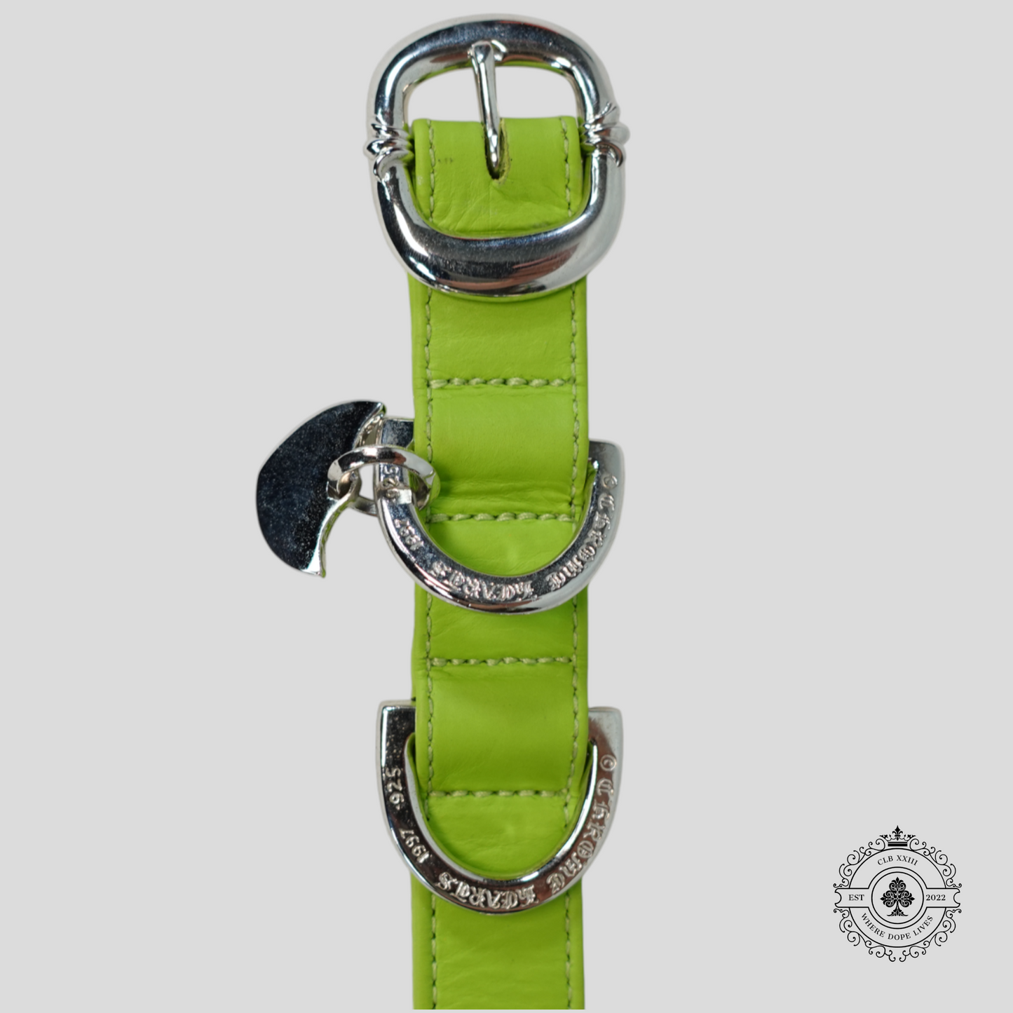 Chrome Hearts Leather Dog Collar in Green