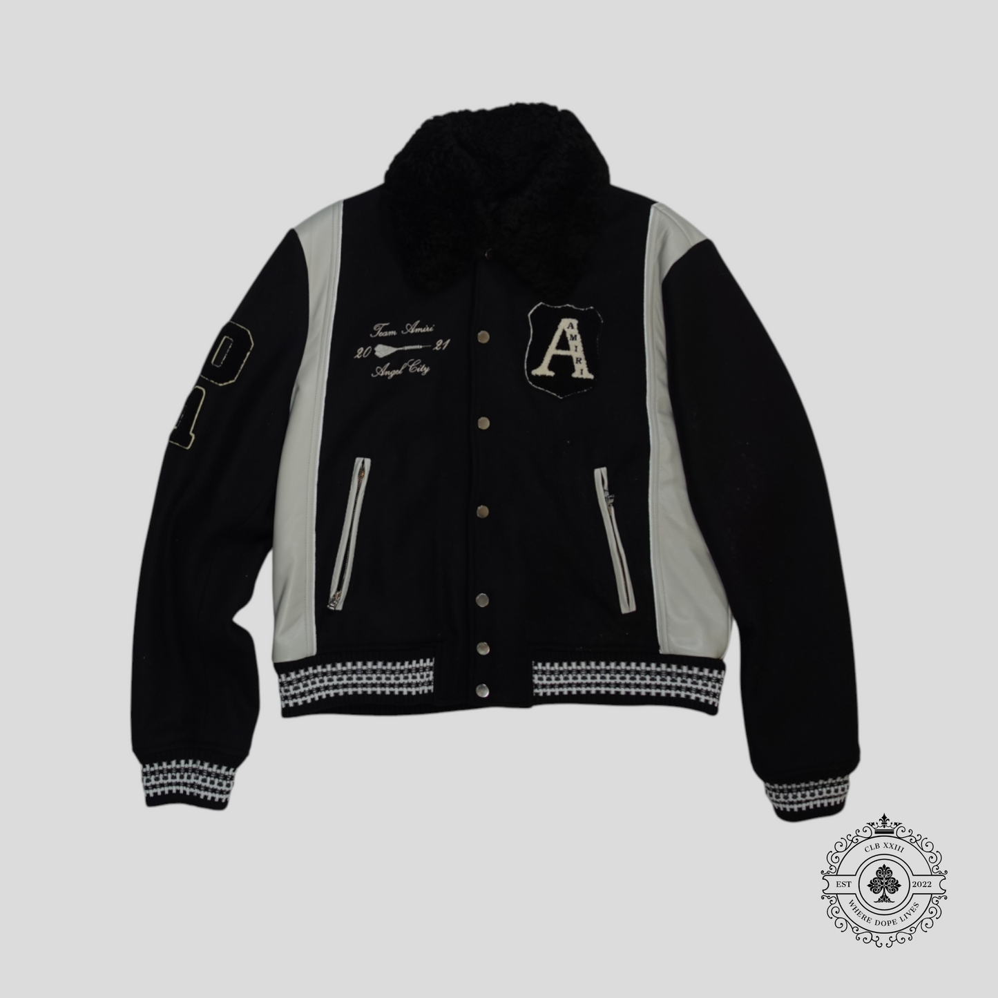 Amiri Always on Point Varsity Jacket in Black
