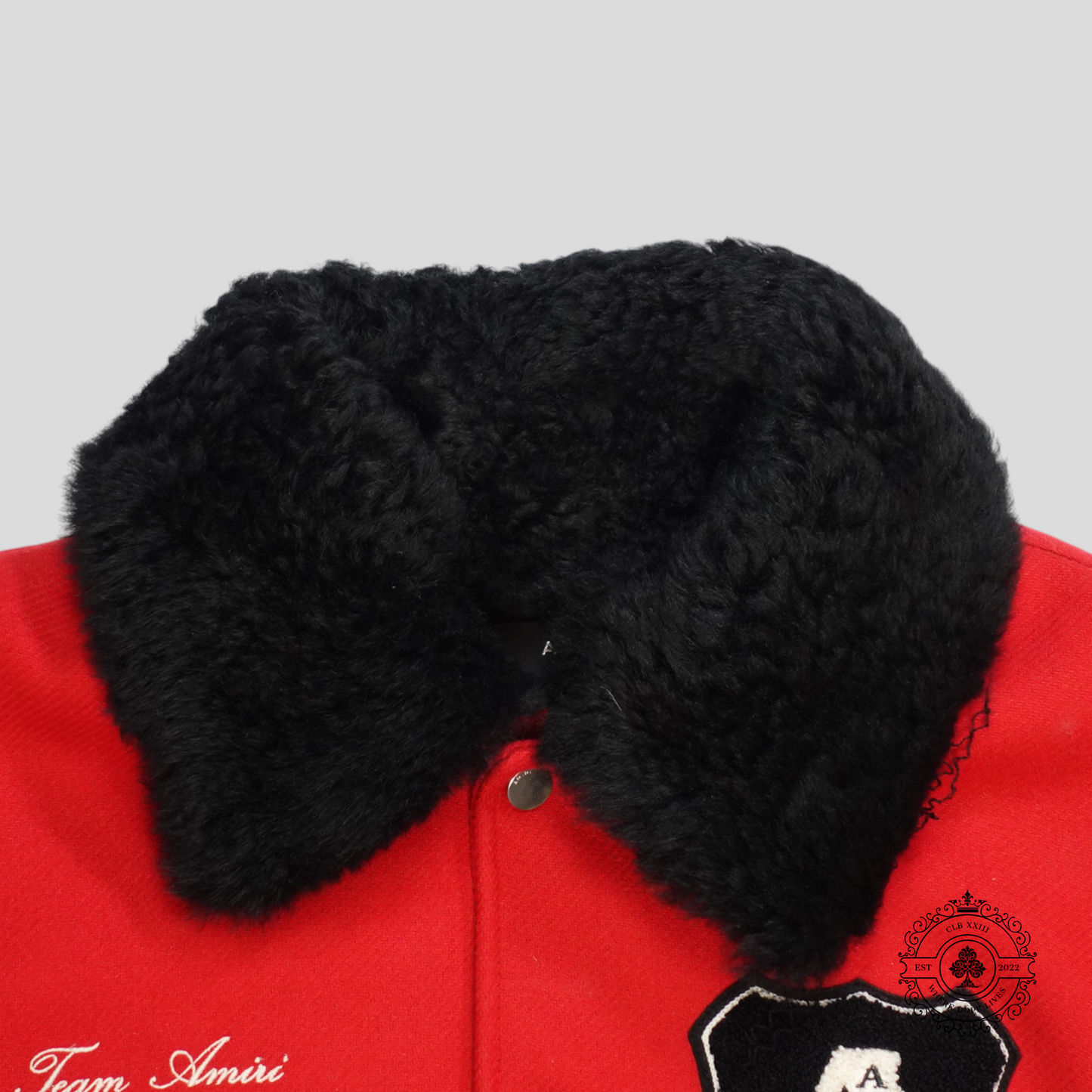Amiri Always on Point Varsity Jacket in Red