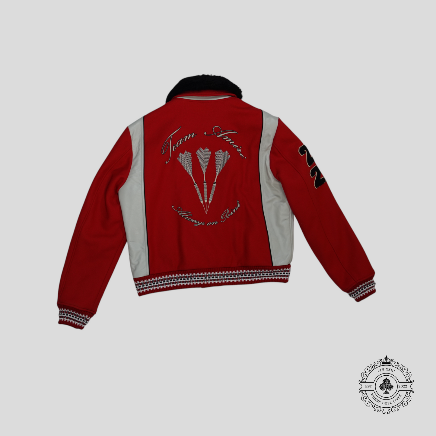 Amiri Always on Point Varsity Jacket in Red